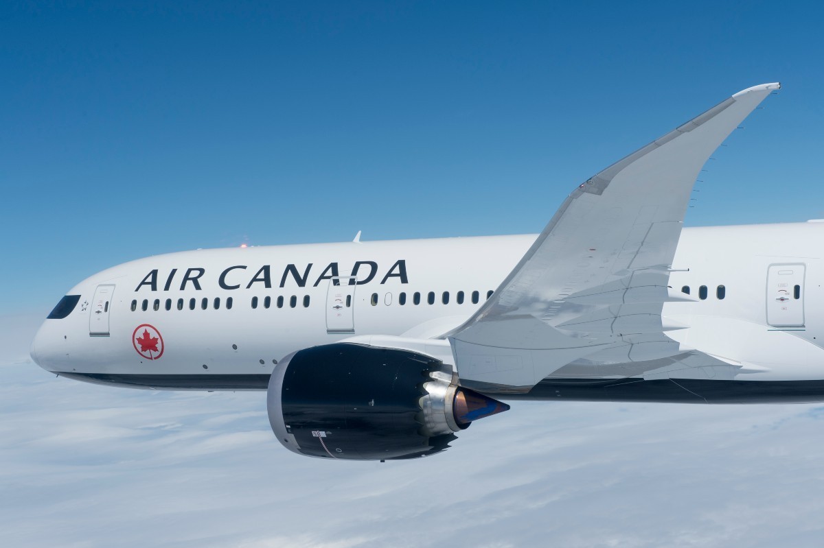 Air Canada flying through the air