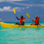 Two people in a kayak on the Simpson Bay Lagoon