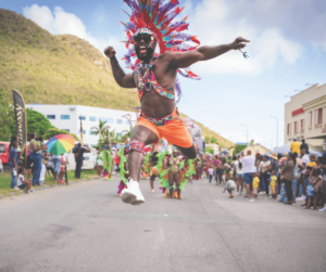 Reveler playing Mas for St. Maarten Carnival