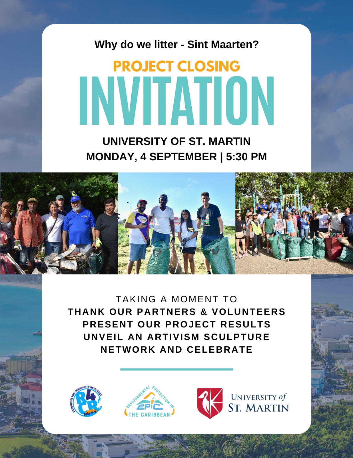 University of St Maarten, St Martin, St Marteen, Dutch Caribbean, Philipsburg, Why do we litter campaign, Maho Beach, SXM