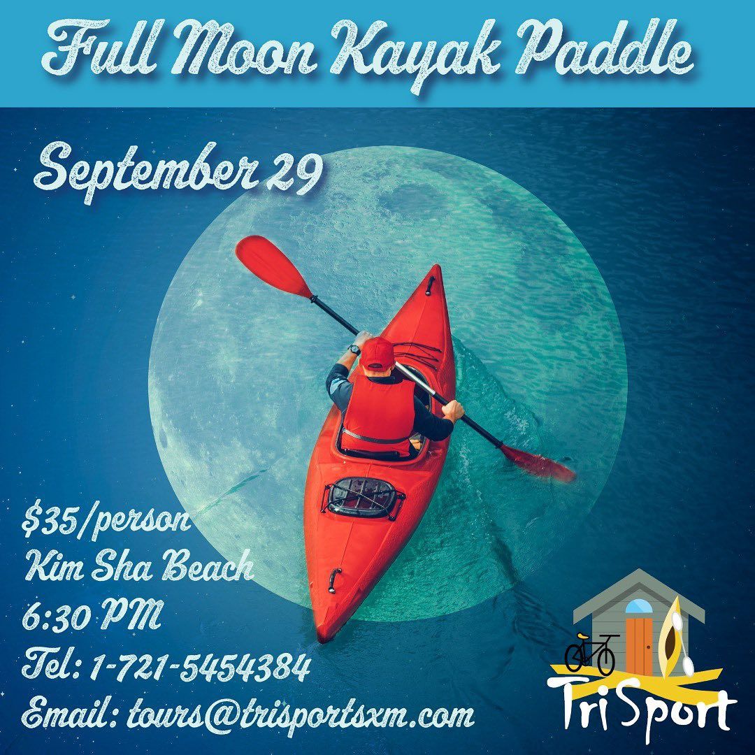 Flyer for Kayak Paddle, Simpson Bay, Tri Sport, St Maarten, Maho Beach St Maarten airport