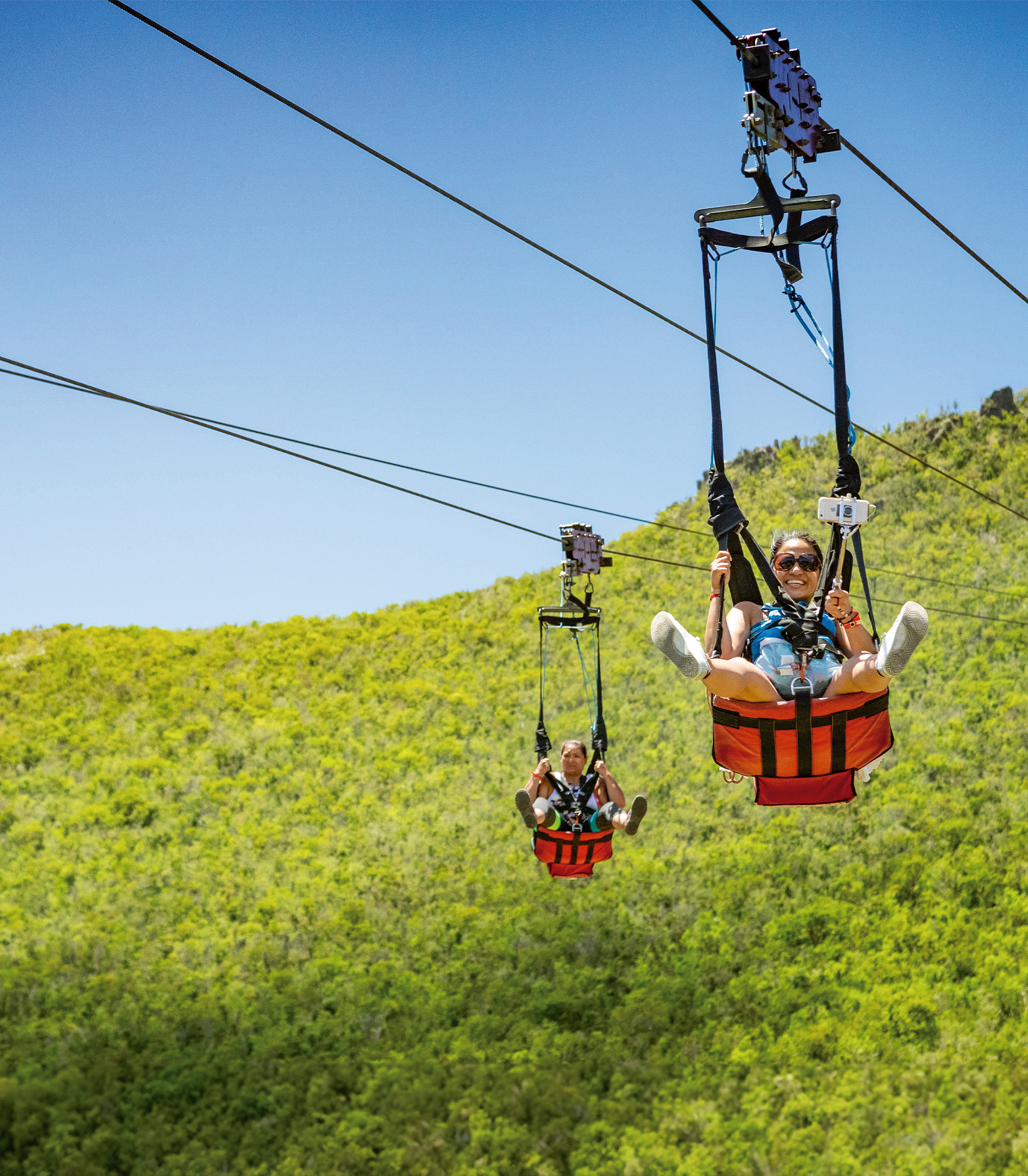 The flying Dutchmen is the steepest zipline in the world located at Rainforest Adventures Park St Maarten