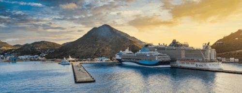 St Maarten Cruise Port at sunset