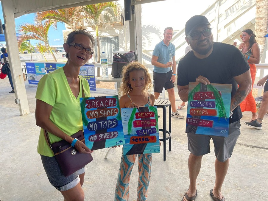 winners of the Sip and Paint by D's beach resort