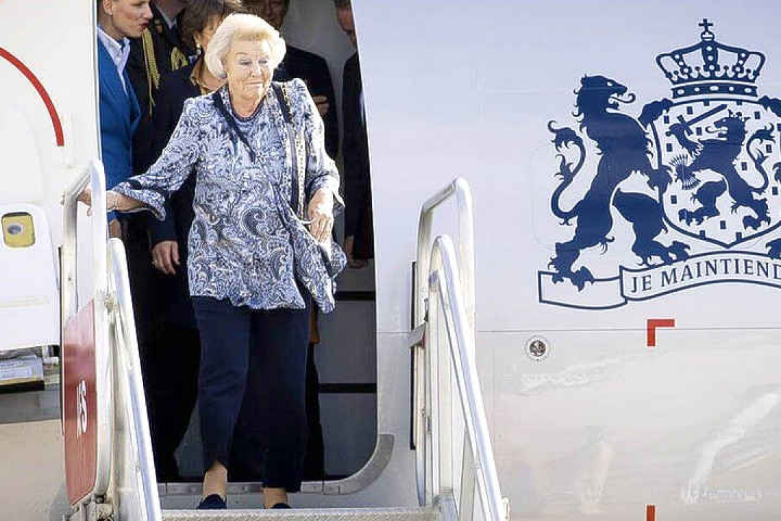 Dutch Princess Beatrix getting of the plane on St Maarten