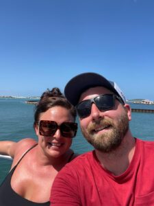 Josh and Whitney on their way to Anguilla by Ferry