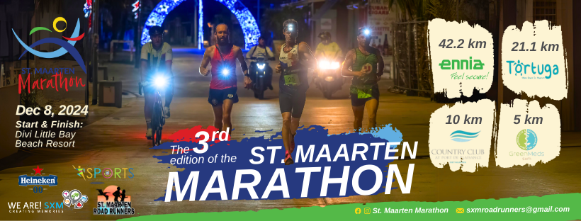 Flyer of the St Maarten Marathon organized by Tri-Sport