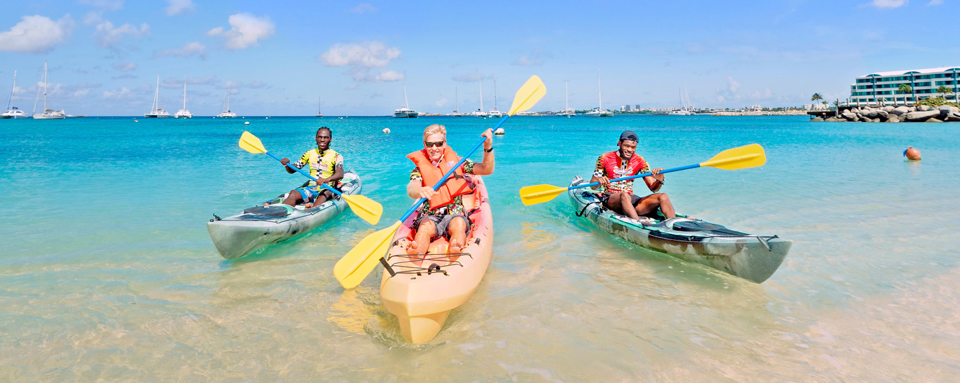 Tri-Sport kayak activity on the water of St Maarten