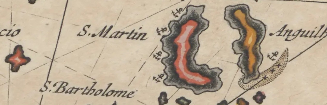 Old map of St Maarten