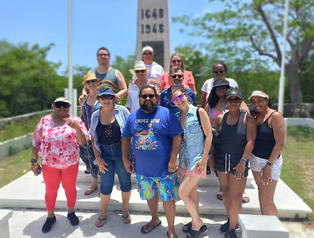 Group of tourist by Concordia monument during the Island Adventure Tour