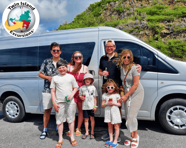 Family on tour during the twin island excursions island discovery tour