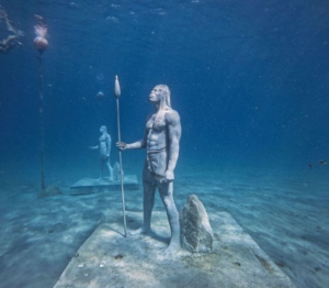 warrior statue standing at Under SXM