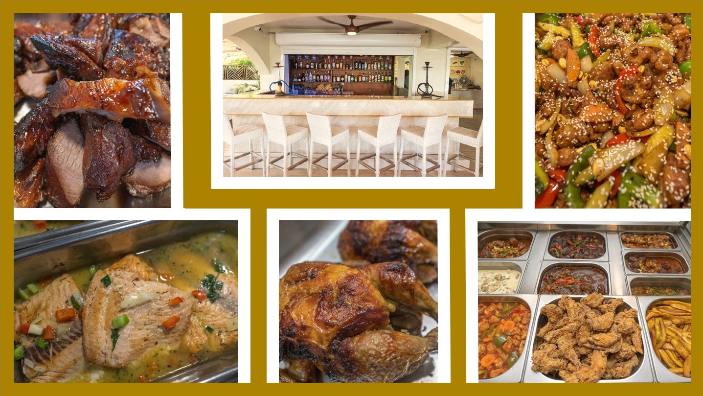 collage of food at sxm buffet restaurant