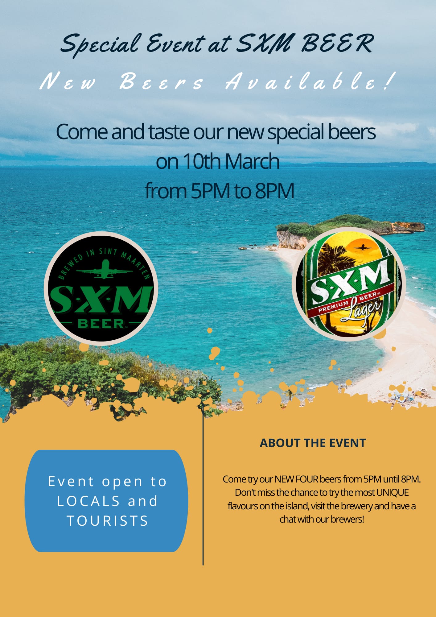 poster with announcement of special beer tasting event at sxm beer